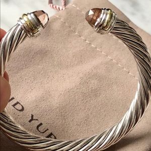 DY Morganite and 14k gold cable classic 7mm cuff